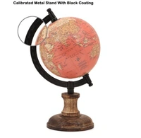  Balliatic Educational World 5 inch Globe with Wooden Stand -  Red,  Terrestrial